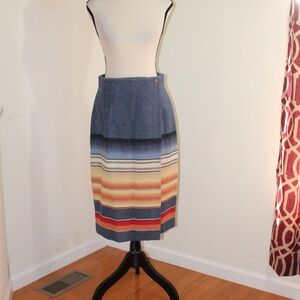 Express, Vintage Navajo wool blend Striped Midi wrap Skirt with button closure